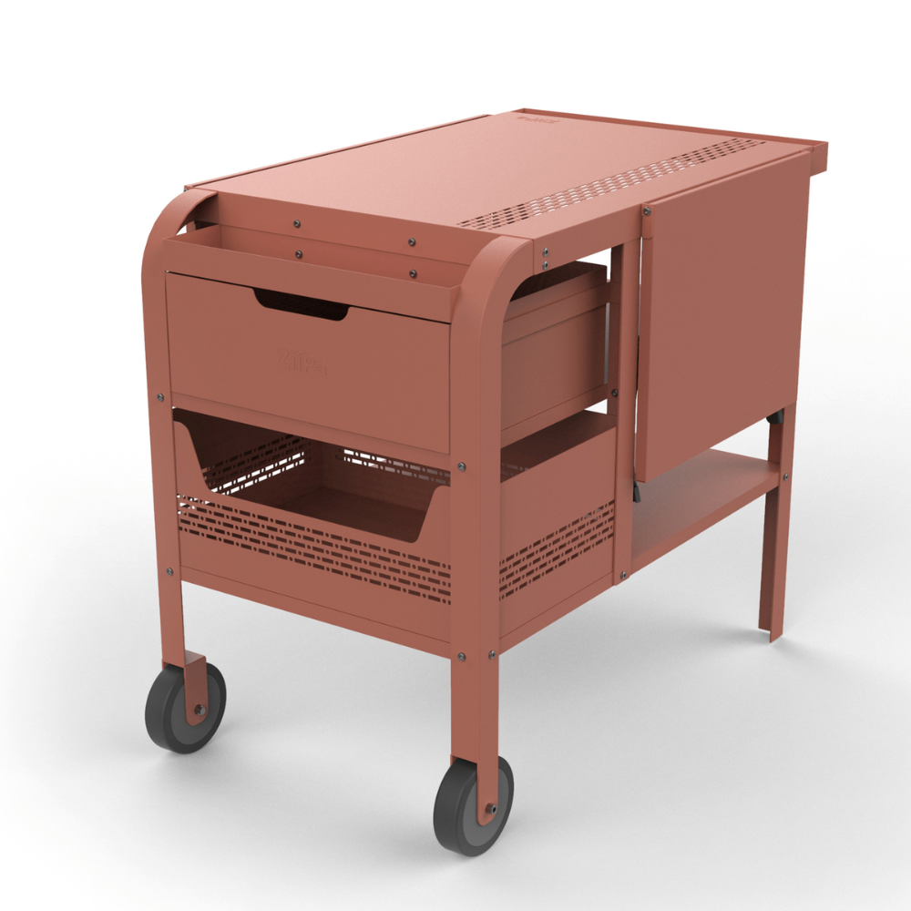 ZiiPa - Fredda Deluxe Garden Trolley with Side Tables - Terracotta