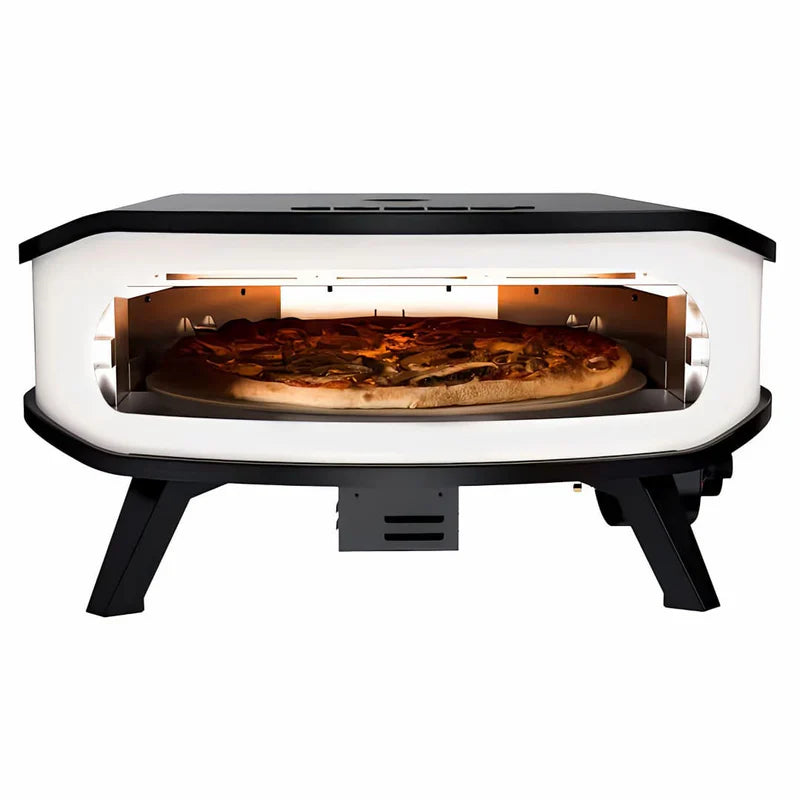 Cozze 17in Pizza Oven Rotating with LED Dial Door White