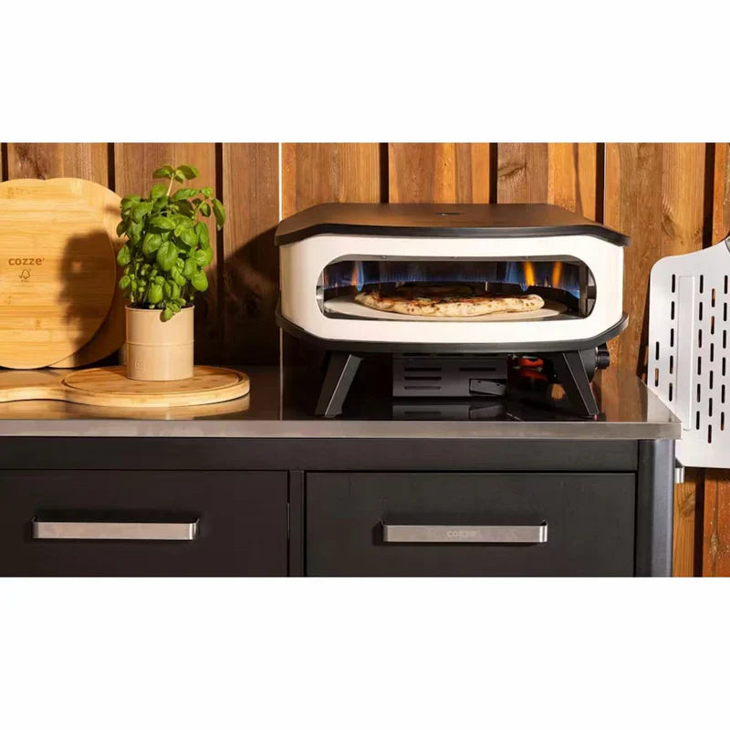Cozze 17in Pizza Oven Rotating with LED Dial Door White